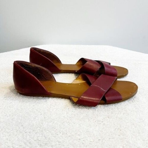 Madewell Red Leather The Thea Crisscross Flat Sandals Women’s 9 Shoes *Read - Picture 4 of 12